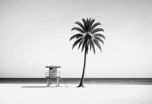 Free Photo black and white palm landscape