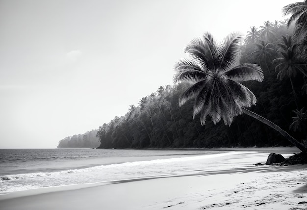 Free Photo black and white palm landscape