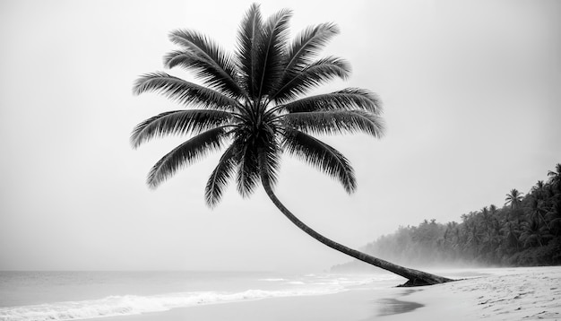 Free photo black and white palm landscape