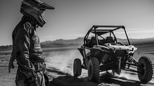 Black and white people with off-road car driving for adventure