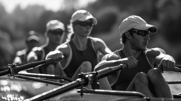 Free photo black and white portrait of athlete competing in the paralympics championship games