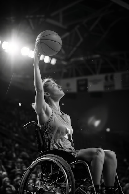 Black and white portrait of athlete competing in the paralympics championship games