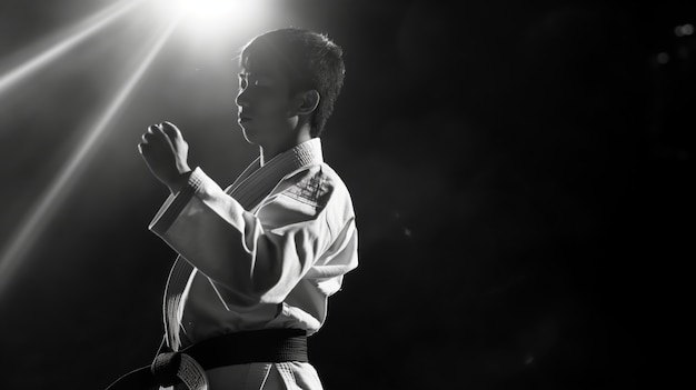 Free Photo black and white portrait of athlete competing in the paralympics championship games