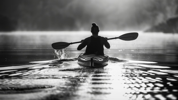 Free photo black and white portrait of athlete competing in the paralympics championship games