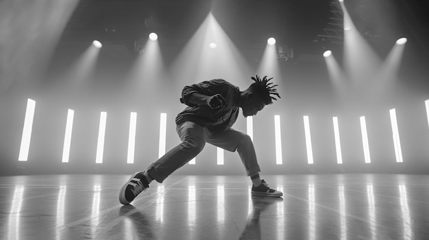 Free photo black and white portrait of athlete participating in the olympic championship sports