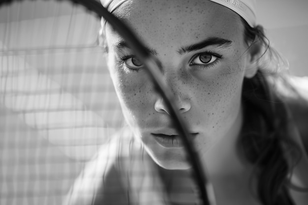 Free Photo black and white portrait of athlete participating in the olympic championship sports