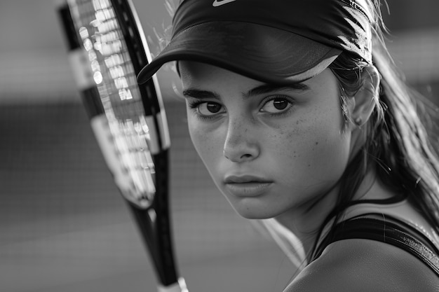 Free photo black and white portrait of athlete participating in the olympic championship sports