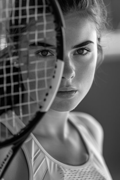 Black and white portrait of athlete participating in the olympic championship sports