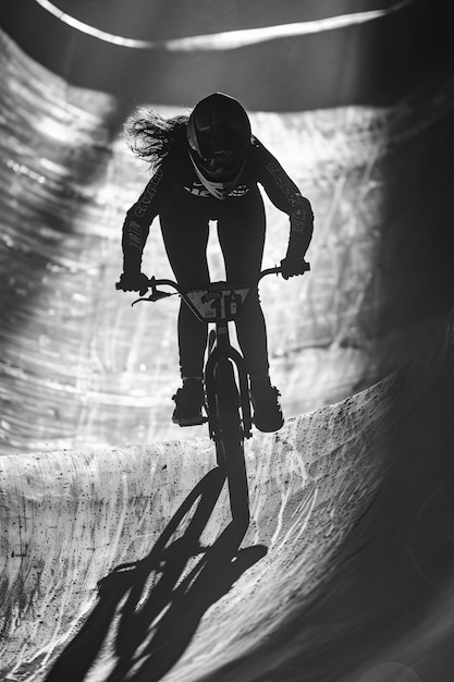 Free photo black and white portrait of athlete participating in the olympic championship sports