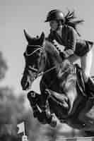 Free photo black and white portrait of athlete participating in the olympic championship sports