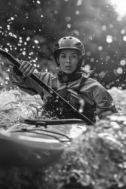 Free photo black and white portrait of athlete participating in the olympic championship sports