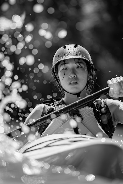 Black and white portrait of athlete participating in the olympic championship sports