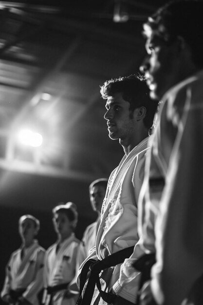 Black and white portrait of athlete participating in the olympic championship sports