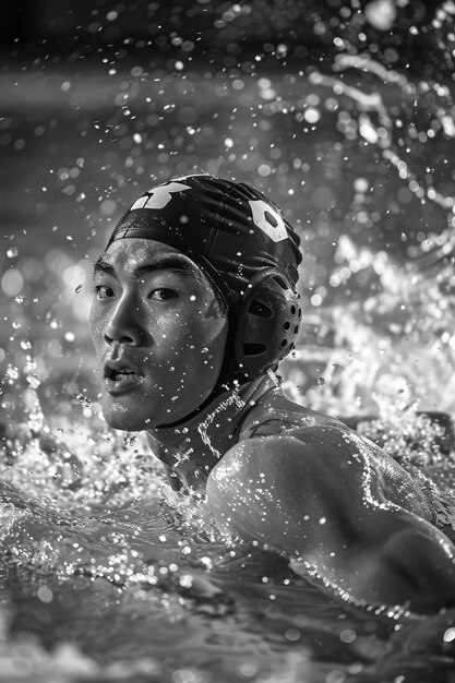 Black and white portrait of athlete participating in the olympic championship sports