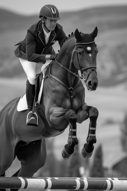 Black and white portrait of athlete participating in the olympic championship sports