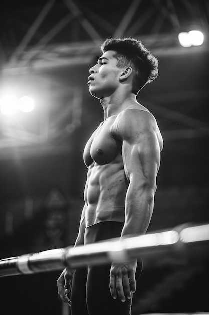 Black and white portrait of athlete participating in the olympic championship sports