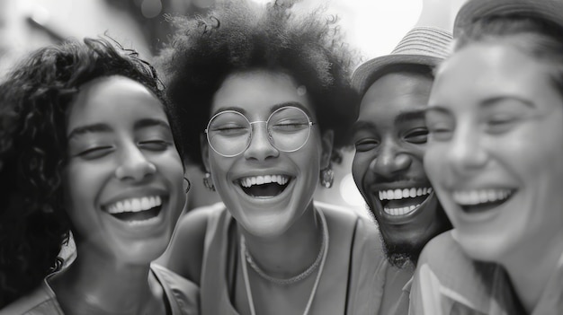 Black and white portrait of friends