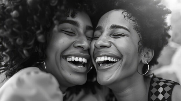 Black and white portrait of friends