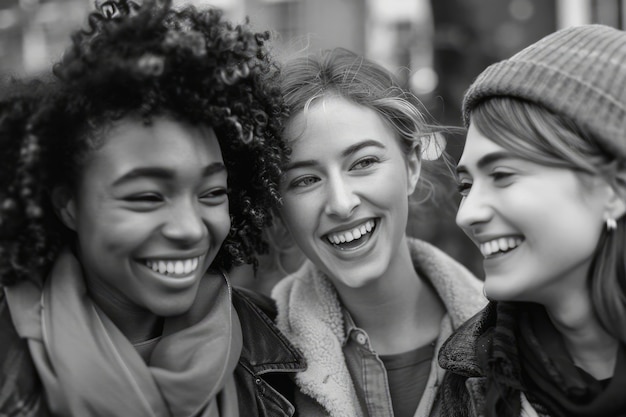 Free photo black and white portrait of friends