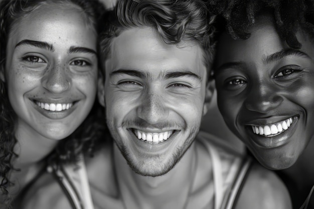 Free photo black and white portrait of friends