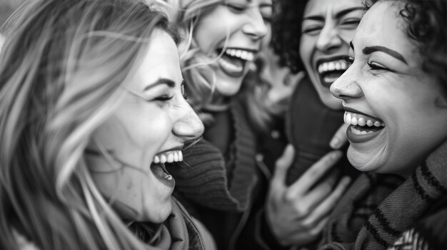 Black and white portrait of friends