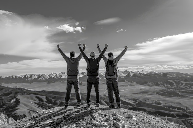 Free Photo black and white portrait of friends