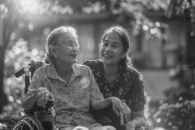 Black and white portrait of parents and children sharing time together as a family