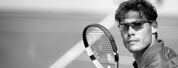 Free photo black and white portrait of professional tennis player