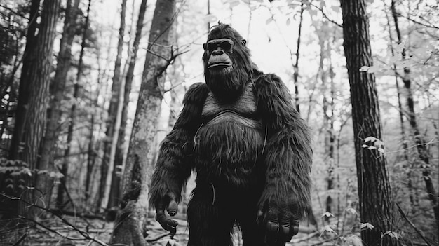 Free photo black and white representation of sasquatch hairy beast