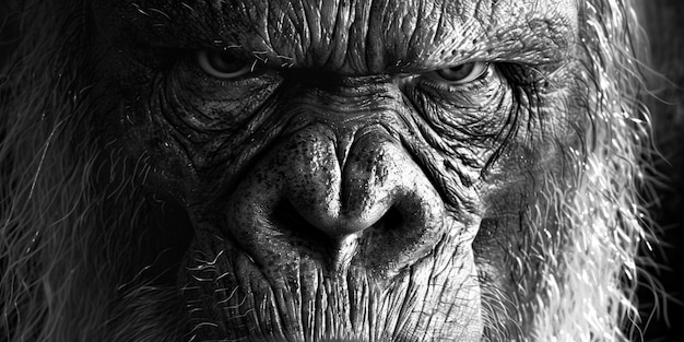 Free photo black and white representation of sasquatch hairy beast