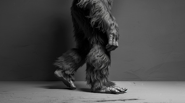 Free photo black and white representation of sasquatch hairy beast