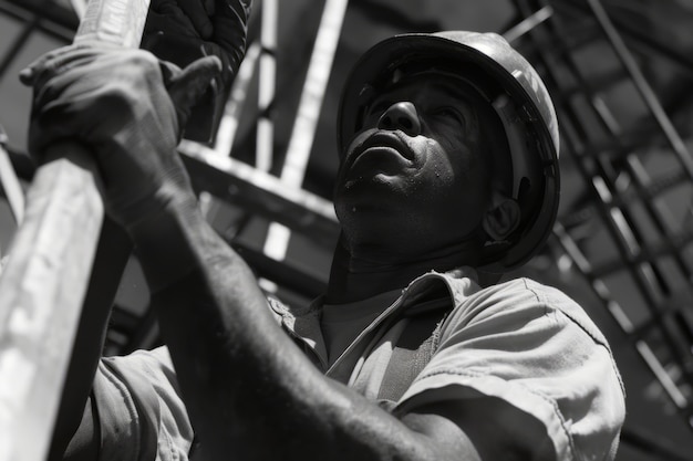 Free Photo black and white scene showcasing the life of construction workers on the site