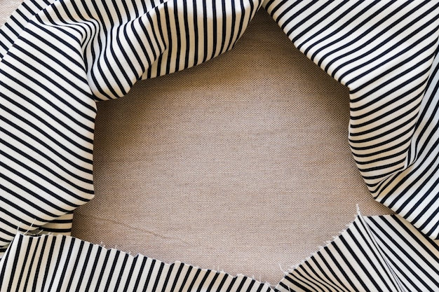 Black and white stripes table cloth on plain textile