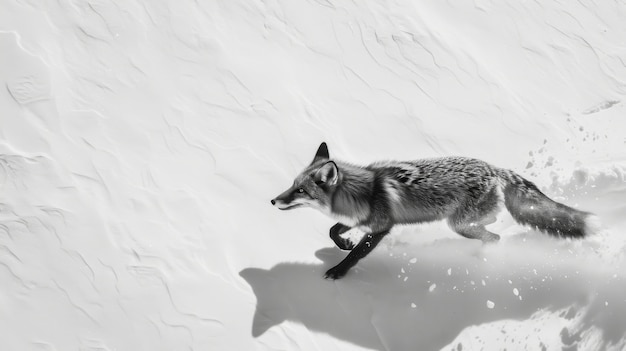 Free Photo black and white view of wild fox in its natural habitat