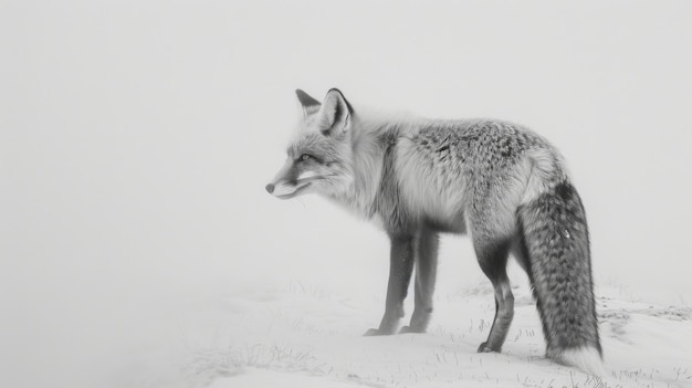 Free Photo black and white view of wild fox in its natural habitat