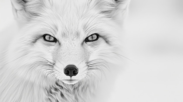 Free photo black and white view of wild fox in its natural habitat