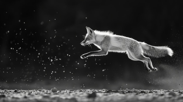 Free photo black and white view of wild fox in its natural habitat