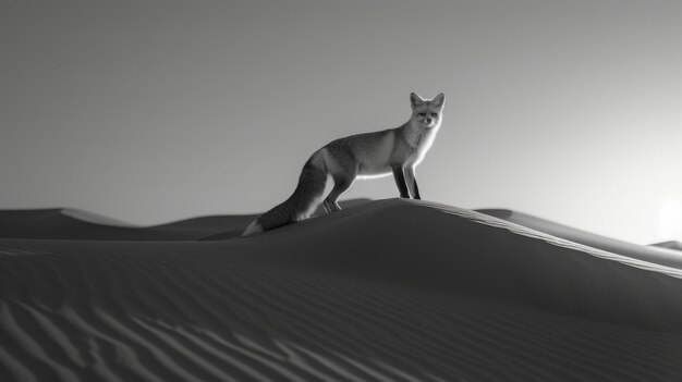 Free Photo black and white view of wild fox in its natural habitat