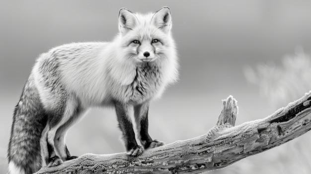 Free Photo black and white view of wild fox in its natural habitat