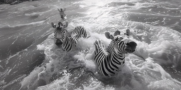 Free photo black and white view of wild zebra with striped coat