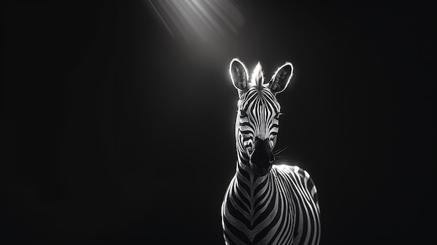 Free Photo black and white view of wild zebra with striped coat