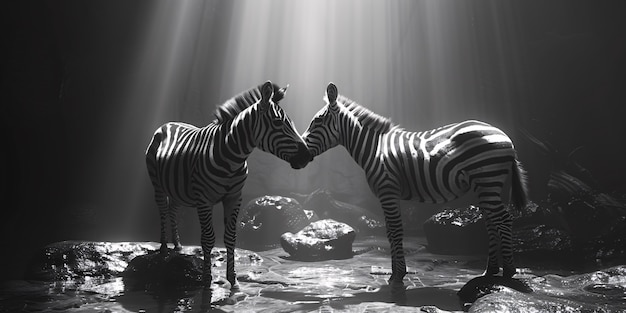 Free photo black and white view of wild zebra with striped coat