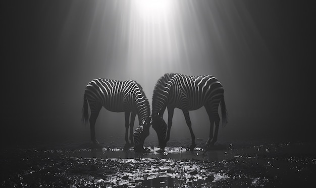 Free photo black and white view of wild zebra with striped coat