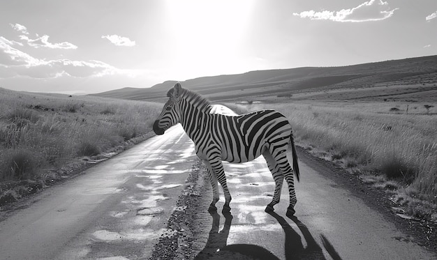 Free photo black and white view of wild zebra with striped coat