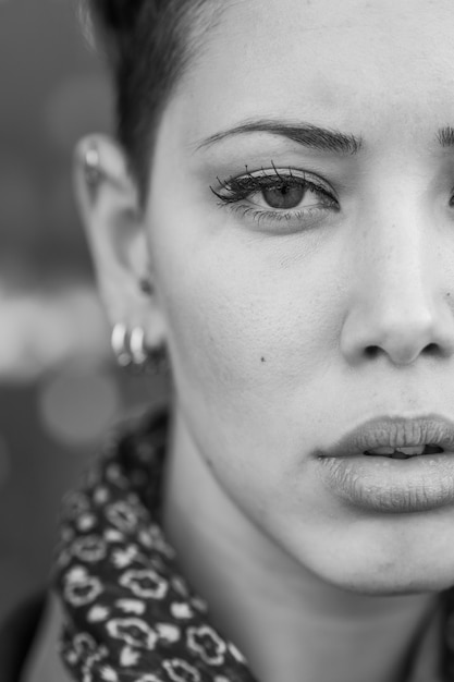 Black and white woman portrait