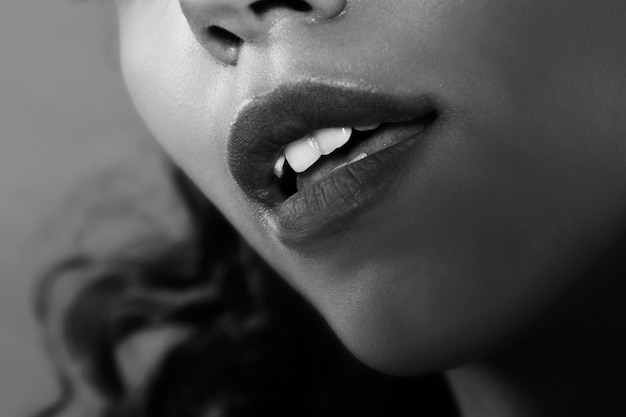 Black&white woman's lips