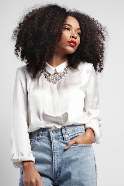 Black woman with huge afro hair