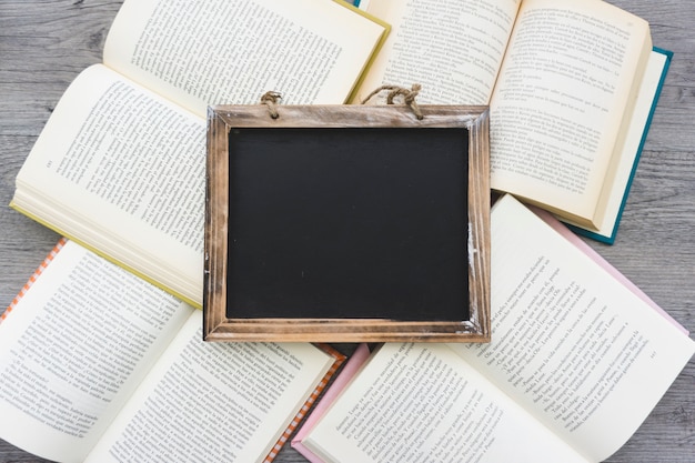 Blackboard on open books