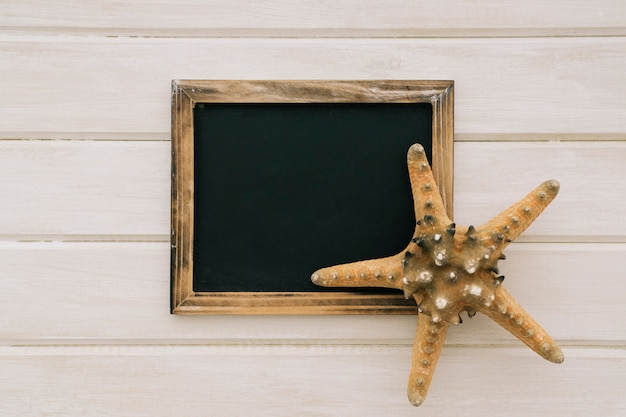 Blackboard template with starfish