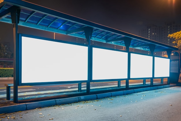 Free photo blank billboard  at bus stop